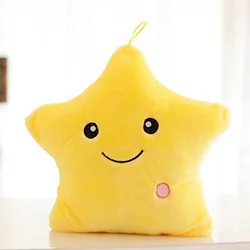 10 видов светящаяся сердце/звезда форма плюшевая подушка размер М висячая ночь дети компаньон светящаяся игрушка набивная декоративная подушка - Цвет: Yellow star