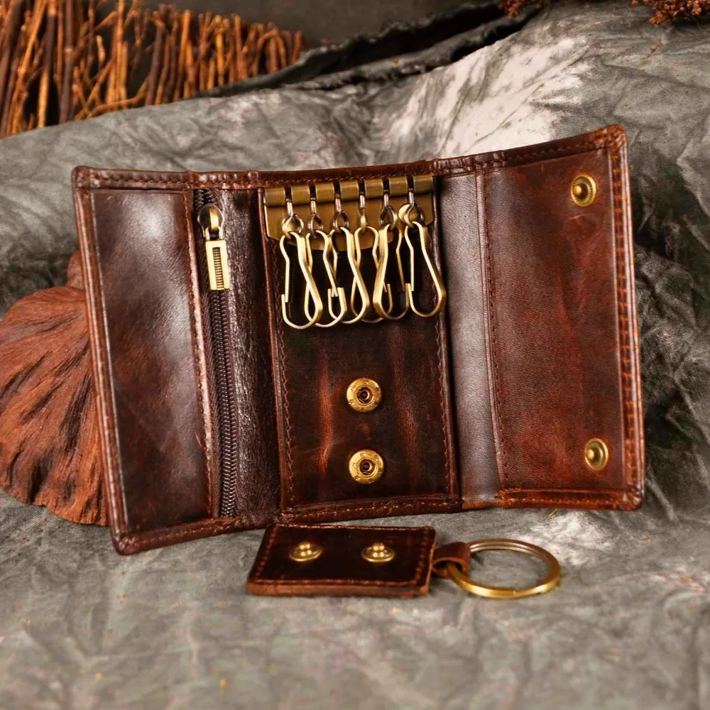 Key Organizer Leather Men Coin Wallet Key Case