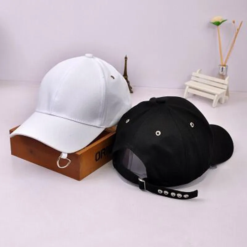 

Fashion Personality Ring Buttonhole Baseball Caps With Rings For Women And Men's Solid Color Summer Cap Hip Hop Hat Casquette