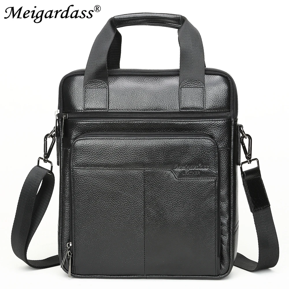 MEIGARDASS Genuine Leather Business Briefcase Men Travel Shoulder Messenger Bags Male Document Handbags Laptop Computer Bag 2