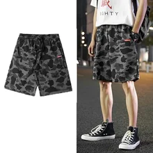 Хлопковые шорты унисекс с камуфляжным принтом, свободные Ретро военные шорты до колен, женские свободные шорты, лето