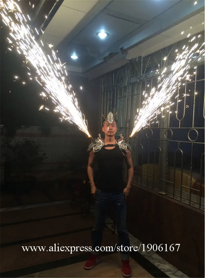  Silver dance bar shoulder wears Singer cold fireworks clothing party dj disco ballroom mirror led light costumes supplies08