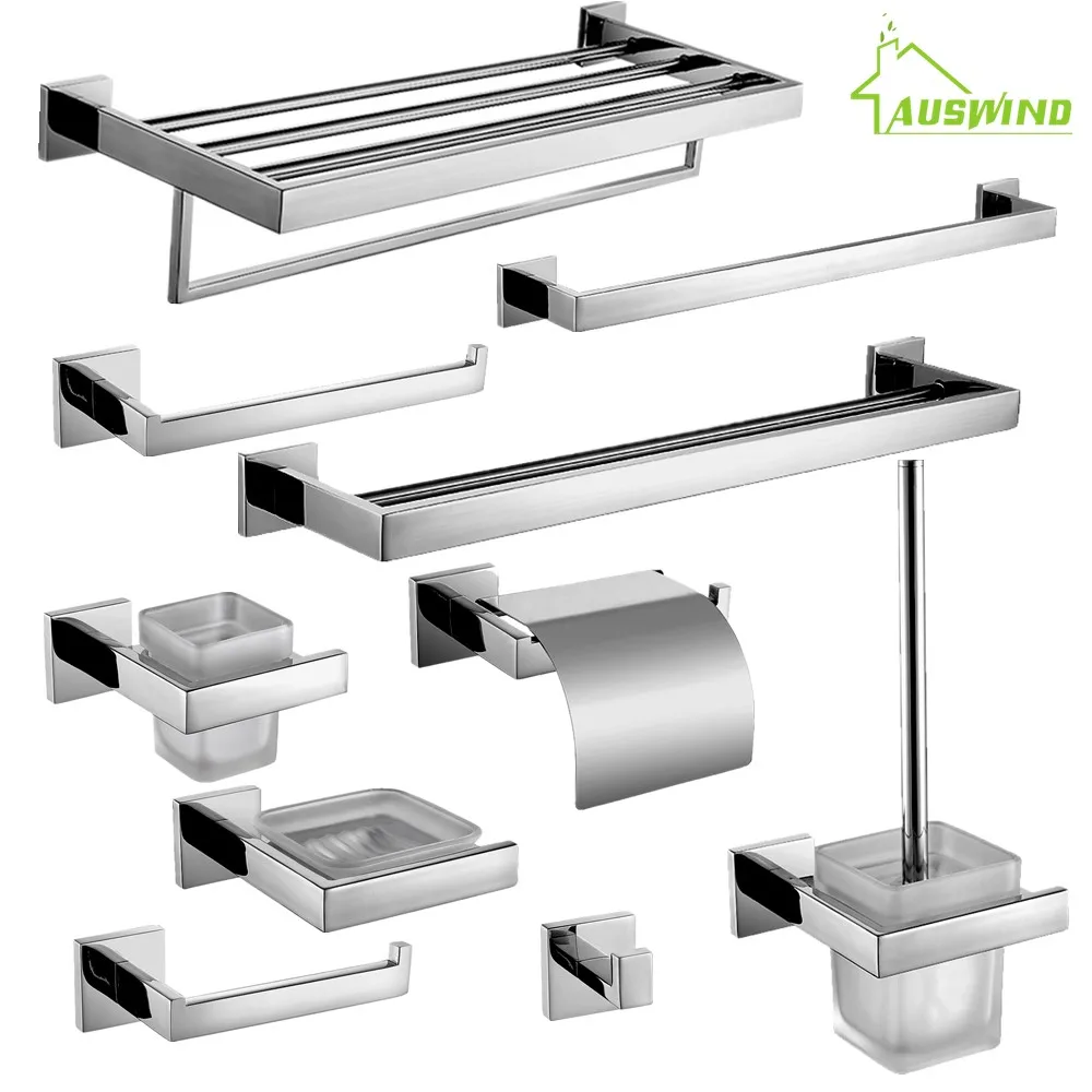 AUSWIND квадратная база из нержавеющей стали набор аксессуаров для ванной комнаты настенный набор аксессуаров для ванной комнаты современный