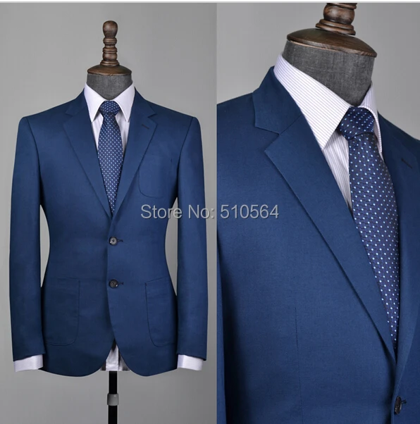 

Free shipping Custom Made Men Linen Suit Blue Summer Suit Slim Fit Casual Suit (Jacket+ Pant)