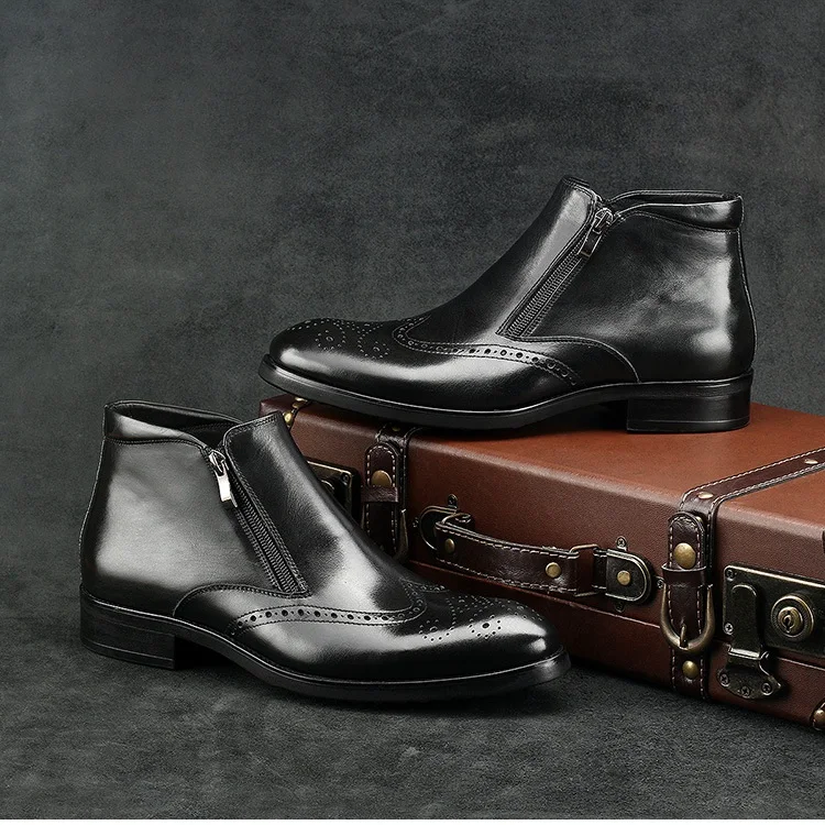 Г., британский дизайнер, Мужская Уличная обувь с перфорацией типа «броги» мужские ковбойские ботильоны челси из натуральной кожи с круглым носком AC66