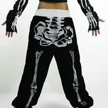 Новая мода женщин мужчин гарем хип хоп танец джаз представление на Хэллоуин костюм брюки со скелетом брюки