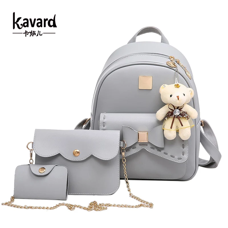 Kavard Fashion Backpack Women Pu Leather Back Pack Famous Brand School Bags for Girls sac a