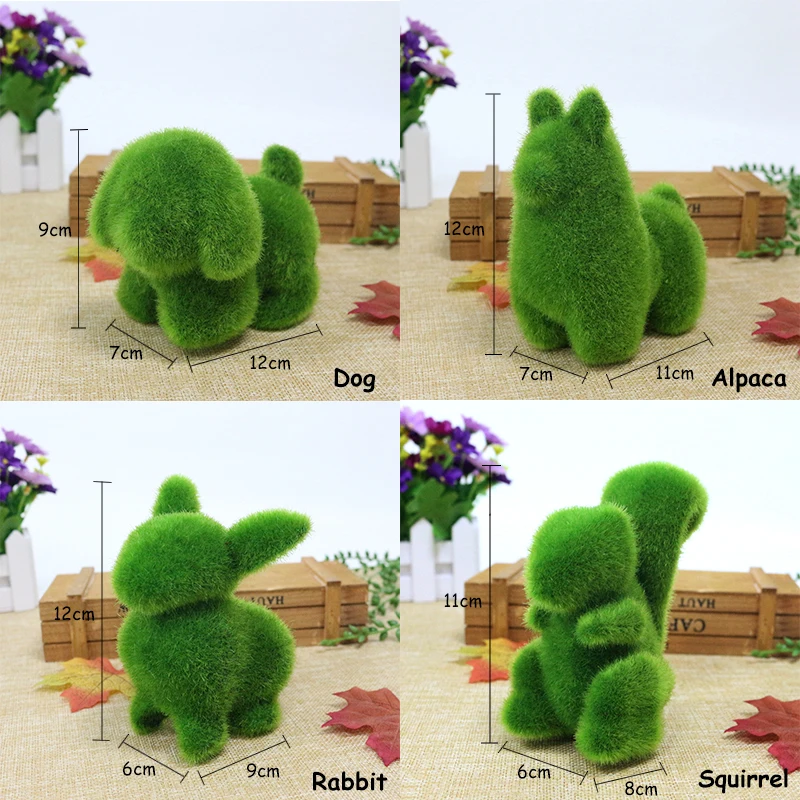 JAROWN Artificial Green Flocking Grass Plush Small Animal Simulation Fake Animal Home Decor Cute Gift Storefront Window Display (22)