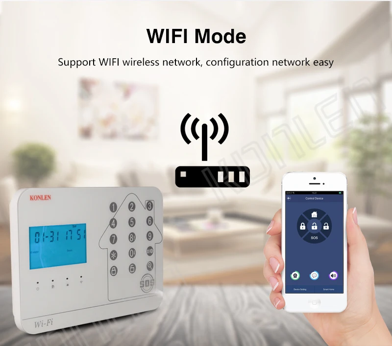 KONLEN wi-fi домашняя Безопасность GSM PSTN сигнализация беспроводные охранные наборы с детектор дыма и газа камера Android IOS приложение управление