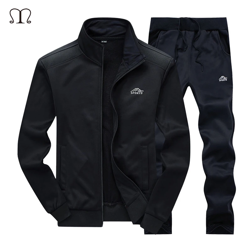 

Men Sportswear 2 Pieces Set New Fashion Autumn Tracksuit Sweatshirt+Sweatpants Sporting Zipper Suit Mens Clothing Slim Fit Sets