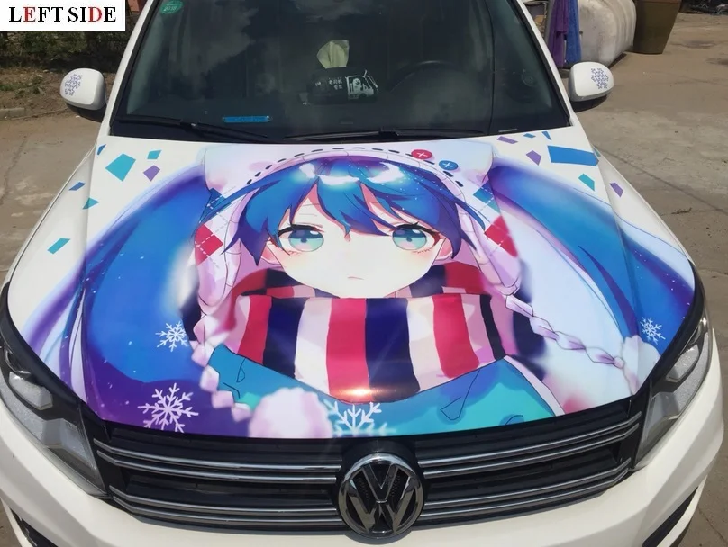 

LEFT SIDE Car Stickers Customized HD Inkjet 3D Decals DIY Anime Engine Hood Waterproof Vinyl Covers Stickers For Cars