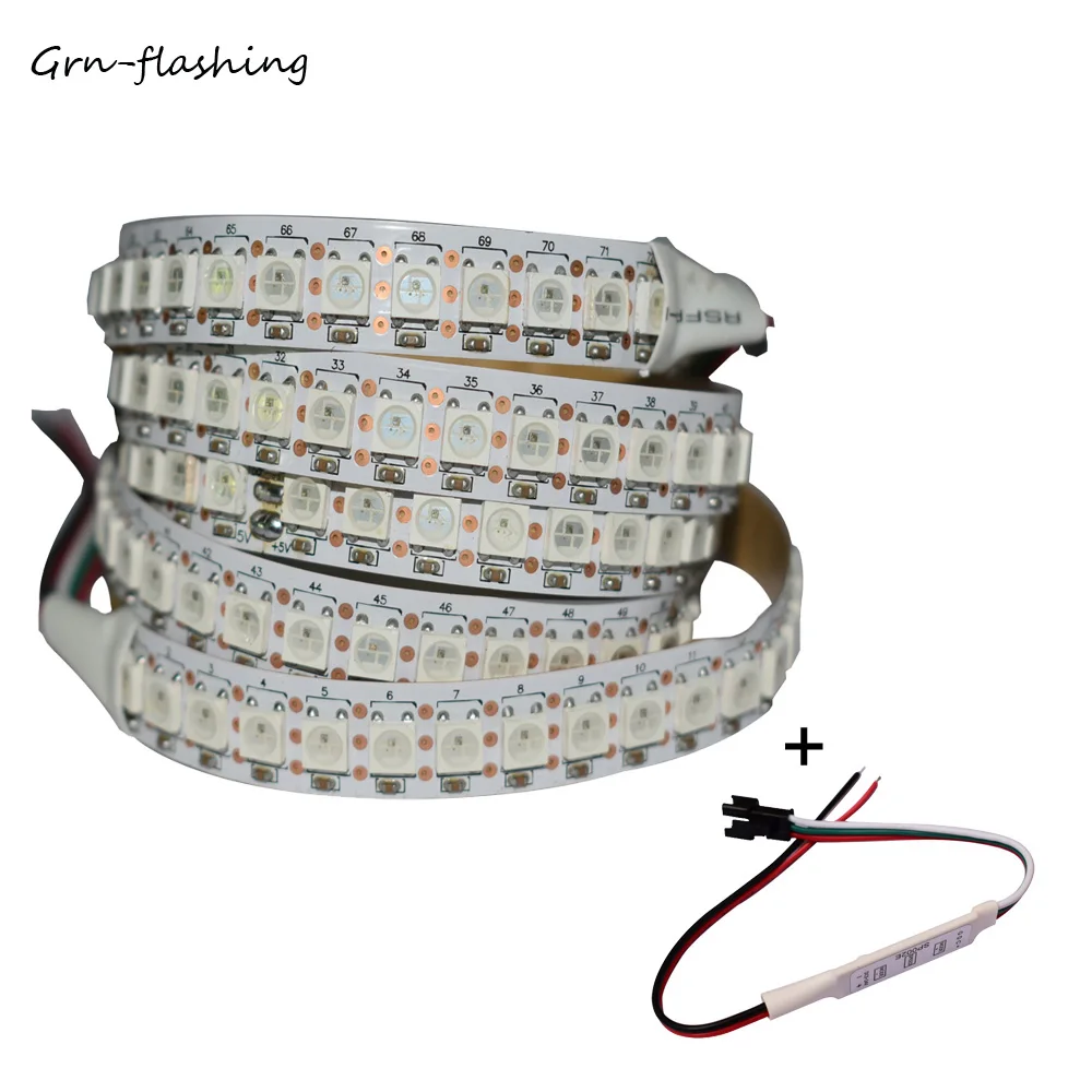 

RGB SMD 5050 LED Strip WS2812B LED Chip Color Changeable Light Strip 144LEDS/M With 3 Keys Mini Controller For Room Lighting
