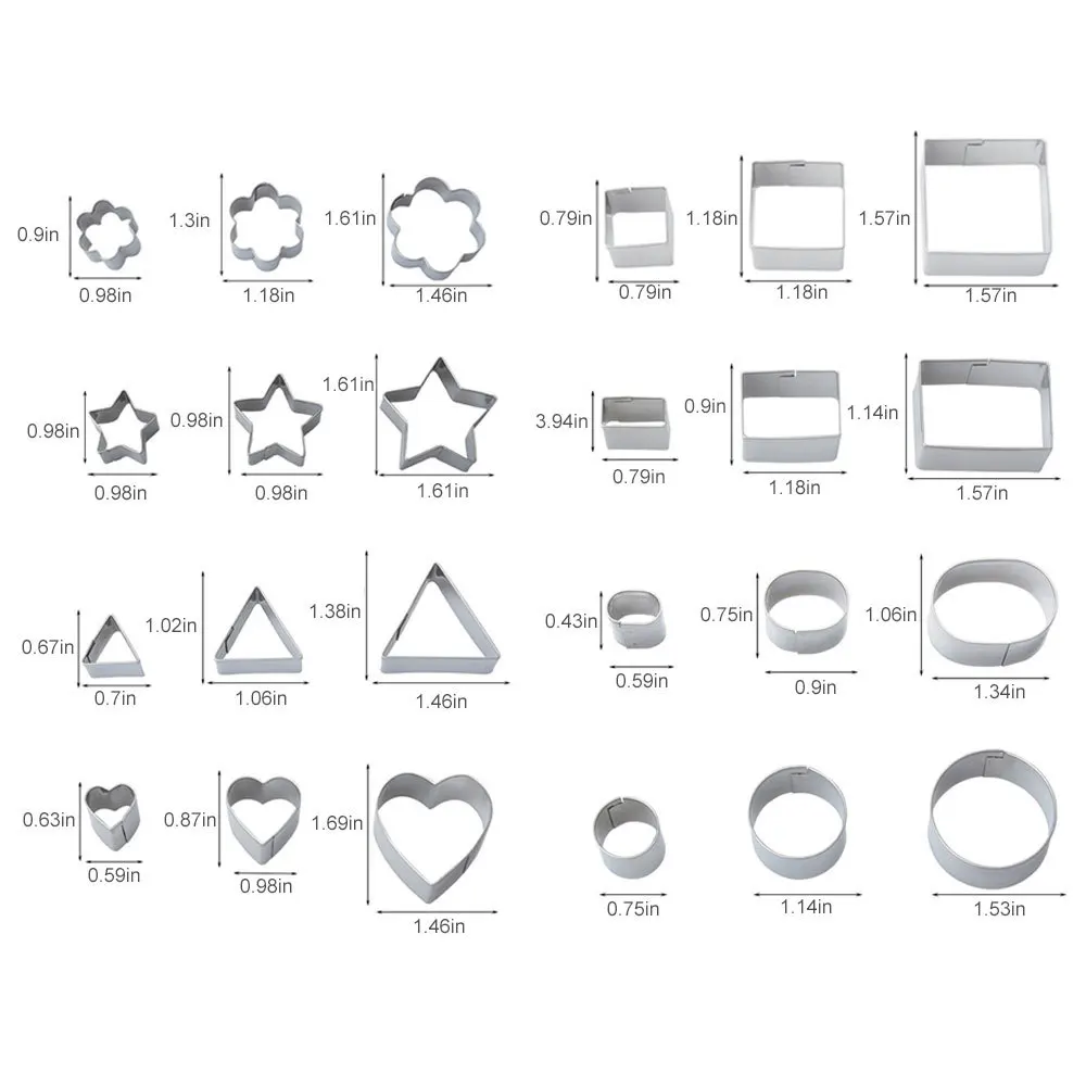 24 шт. набор резаков для печенья из нержавеющей стали форма для печенья геометрическая форма для печенья DIY торт кольцо устройство резки овощей и фруктов плесень с коробкой для хранения