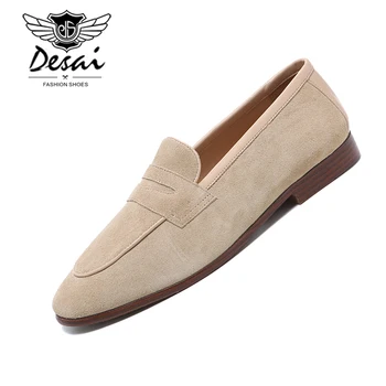 

DESAI 2019 Summer New Suede Men's Causal Shoes Wholesale Loafer Shoes Business Causal England Flats Shoes Size 38-44