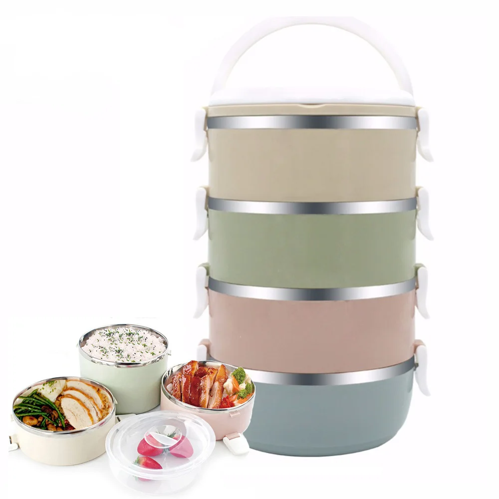  2/3/4 Layer Gradient Color Japanese Lunch Box For Food Bento Box Stainless Steel Container For Kids