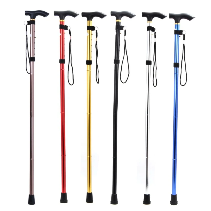 

80-91cm 4Section Foldable Adjustable Lightweight telescopic trekking pole Non-slip Cane Handle Hiking Walking Stick Random Color