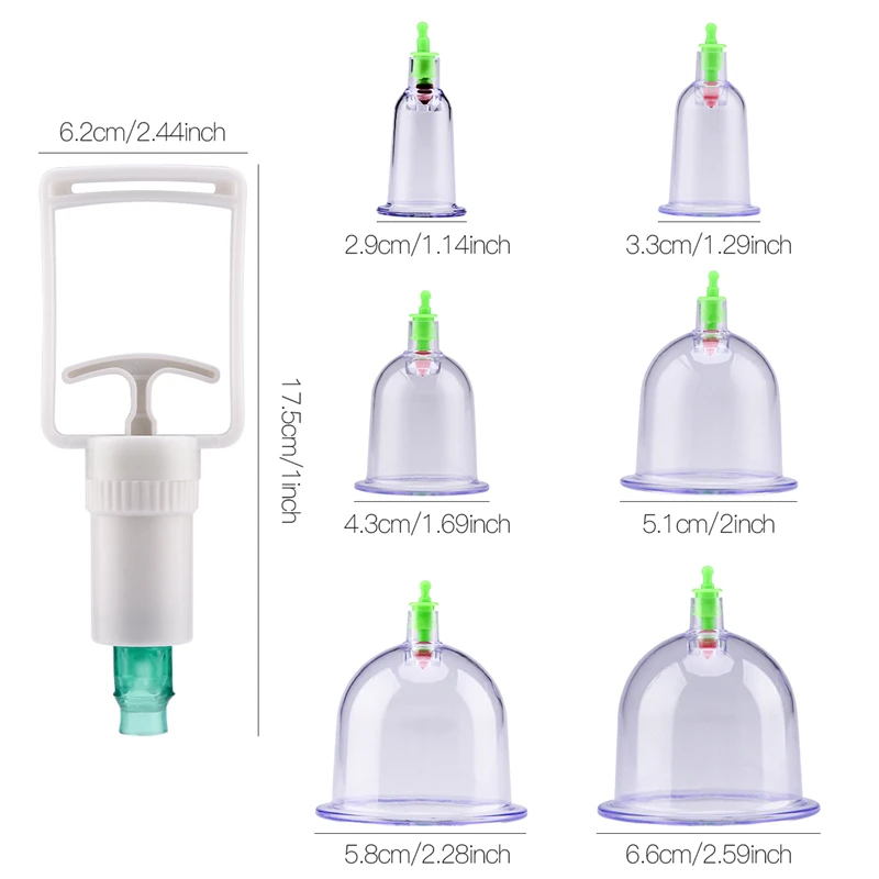 6 шт./пакет Портативный Магнитная терапия Набор вакуумных банок Расслабление Иглоукалывание всасывания Банки газовые баллоны мониторов открывания тянуть