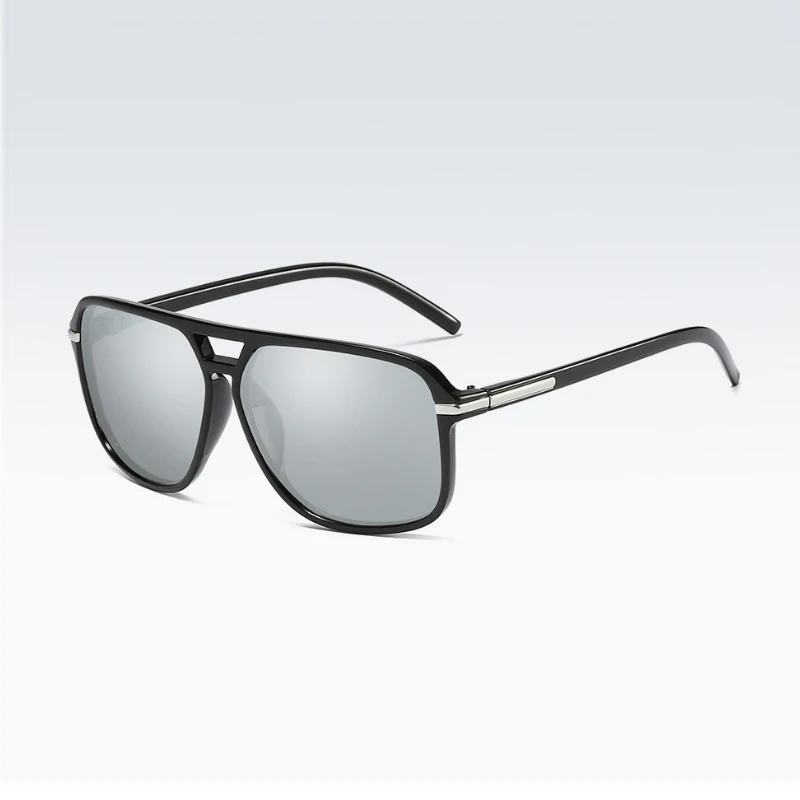 TIYVAS, модные мужские солнцезащитные очки, поляризационные, большая коробка, Овальные Солнцезащитные очки, цветные, фирменный дизайн, водительские, водительские очки с защитой от уф - Цвет линз: black-silver