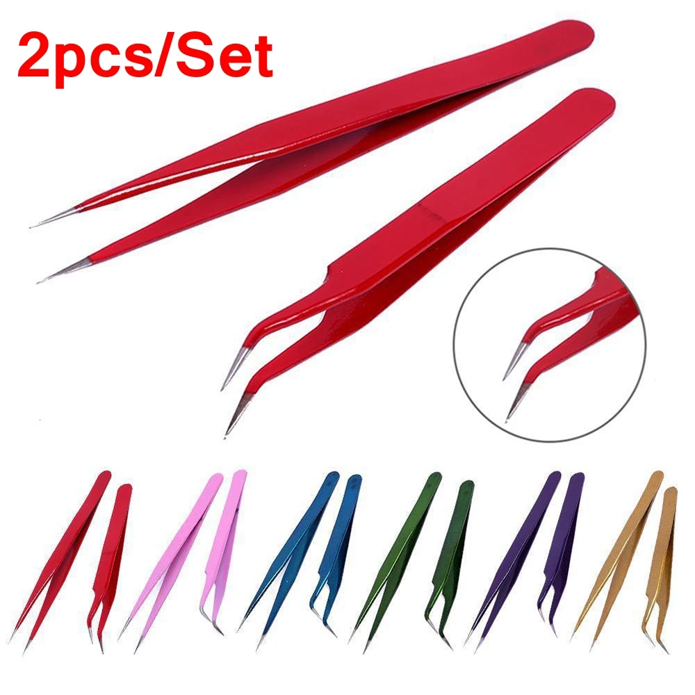 1 шт. Прямые+ 1 шт. изогнутые пинцеты для ногтей инструмент для кусачек острый зажим палочка для страз аксессуары для ногтей