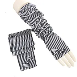 Зимние теплые длинные перчатки женские полосатые хлопковые рукавицы с рукавом до локтя Защита от солнца рукавицы ручная манжета дорожные