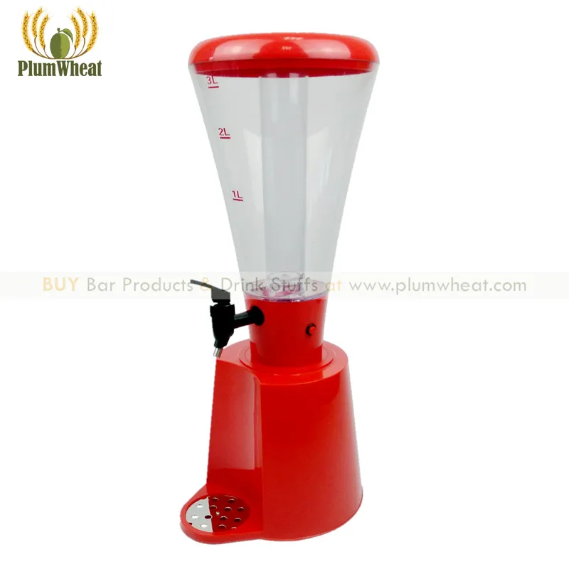 Red 3 Liters LED Beer Tower with Ice Tube and Cup Holder BT49Other Bar