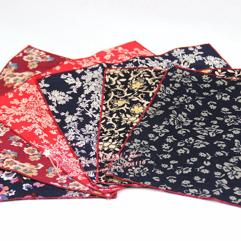 2016 Brand New Cotton Handkerchiefs flower printed Vintage Pocket