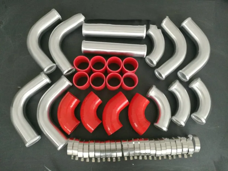 Красный силиконовый шланг 12 шт 2," 63 мм алюминиевые универсальные, для интеркулера турбо трубы и 24 зажима новая производительность