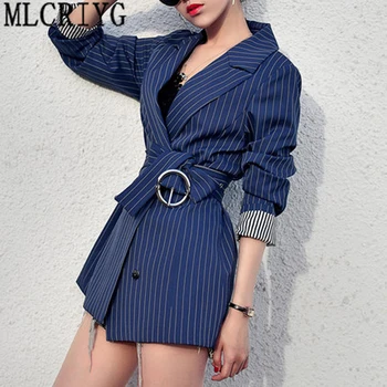 

2019 New Spring Autumn Women Black Striped Office Lady Blazer Long Sleeve Jackets Business Blazers Suit Casaco Feminino LX97