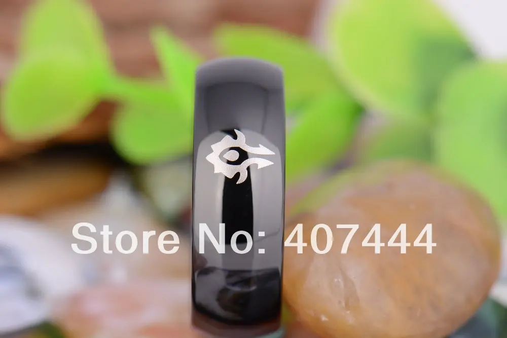 Free Shipping YGK JEWELRY Hot Sales 8MM Black Dome World of Warcraft Horde New Tungsten Carbide Wedding Ring 4