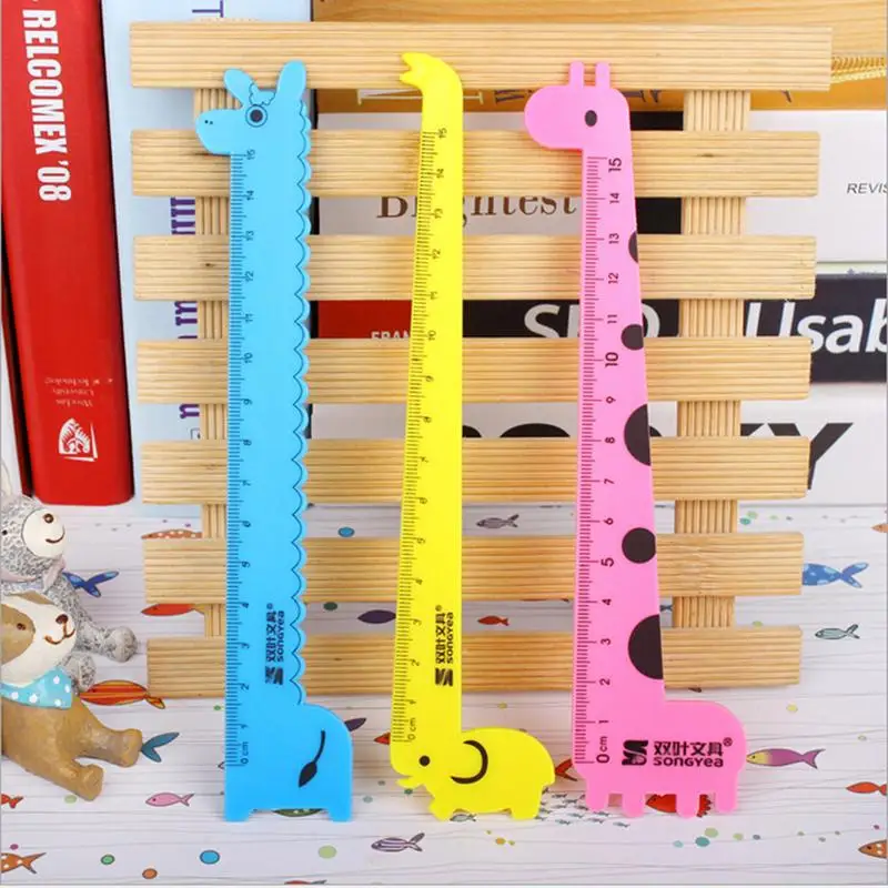 1 шт. Kawaii слон Альпака Жираф студент Пластик правитель Papelaria Творческий канцелярские школьные принадлежности 15 см