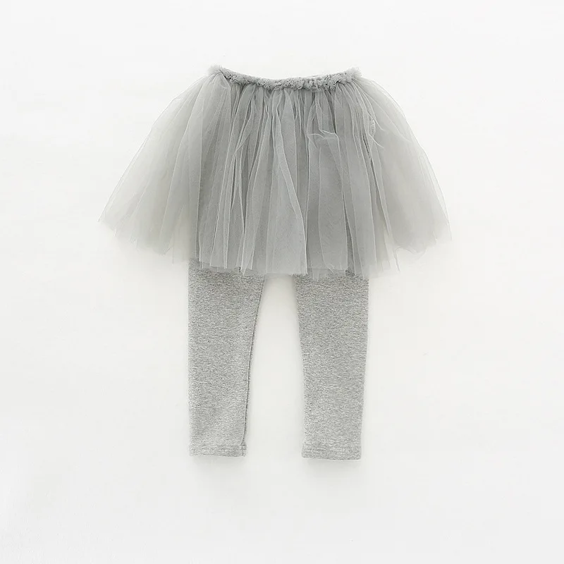 Штаны для новорожденных узкие детские штаны с розовым кружевом для девочек весенние штаны в Корейском стиле для маленьких девочек, 2 предмета в комплекте - Цвет: Gray