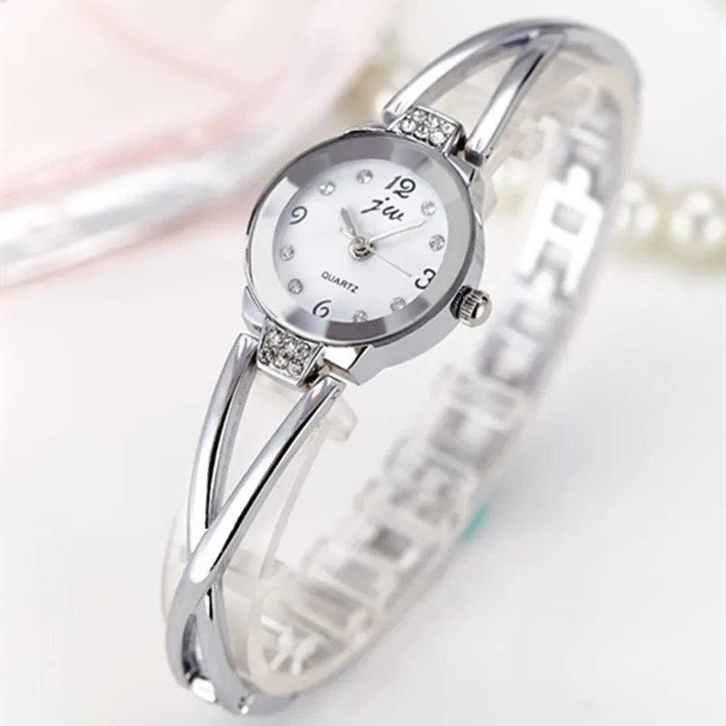 Брендовые роскошные женские кварцевые часы, модные женские аналоговые часы-браслет из нержавеющей стали, женские часы Montre Femme De Марка часы AC076 - Цвет: silver 2