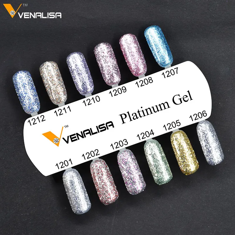 12 шт* 12 мл Venalisa Платиновый Гель-лак для ногтей Гель-лак для нейл-арта замачиваемый УФ светодиодный Гель-лак Звездный цвет Bling Гель-лак для ногтей - Цвет: 12pcs platinum gel