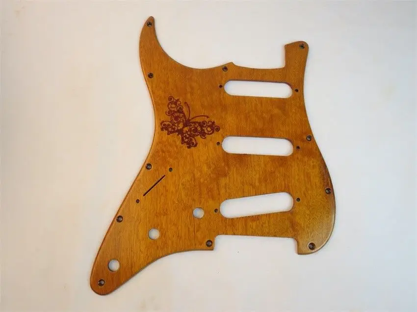 

1pcs hand made left mahogany wood STRAT GUITAR SSS Pickguard #2028