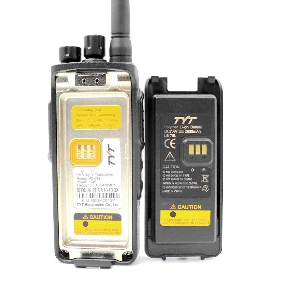 TYT MD398 Цифровой Walkie Talkie DMR 10 Вт передачи Мощность UHF 400-470 мГц Водонепроницаемый IP67 пыле ham двухстороннее Радио переговорные