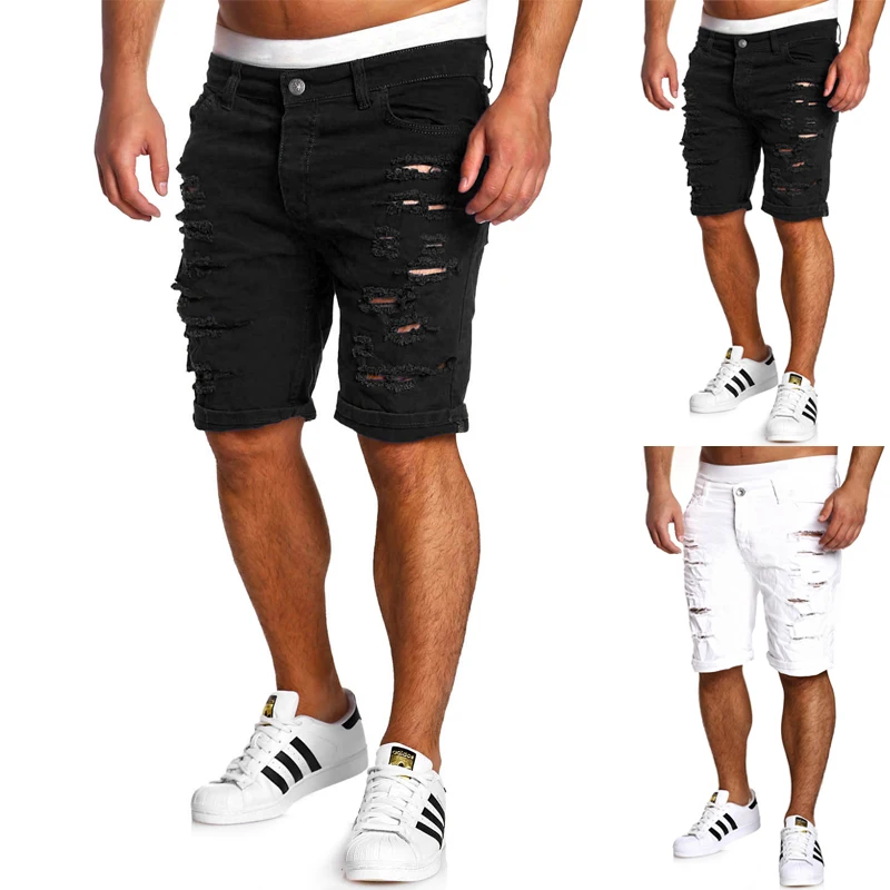 Summer Brand Cargo Shorts Men Casual Ripped Holes Clothing Denim Shorts Cotton Male Fashion Jogger Work Men's Shorts1