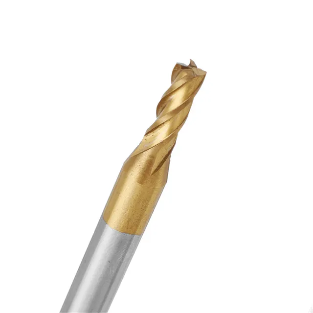 Drillpro 10pcs Titanium Coating 1.5-6.0mm HSS 4 Flute End Mill Cutter 6mm Shank CNC Drill Bits Set Spiral Bit