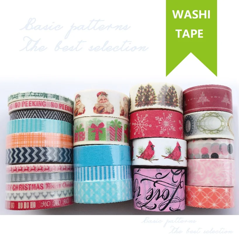 

14Designs Christmas/Letters/Spots/ Pattern Japanese Washi Tape Decorative Adhesive DIY Masking Paper Tape Stickers Label