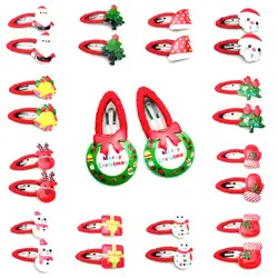 5 шт./компл. Рождество стиль ребенок обувь для девочек ткань обернутые волосы клип мультфильм Санта Клаус Снеговик смолы Декор BB шпильки