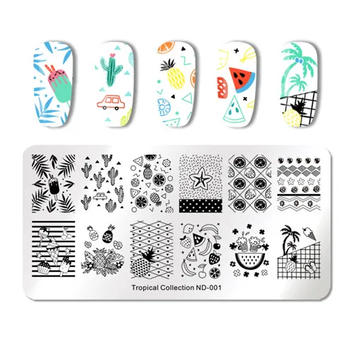 NICOLE дневник ногтей штамповки изображения пластины тропическая серия цветок животное дизайн ногтей DIY пластины-шаблоны