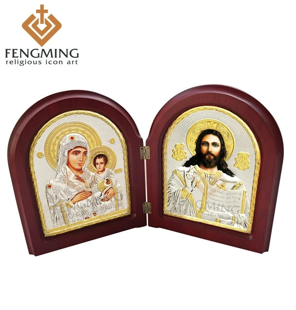 pms kartta plating icon wood MDF Double metal silver icon jesus Christ images  pms kartta