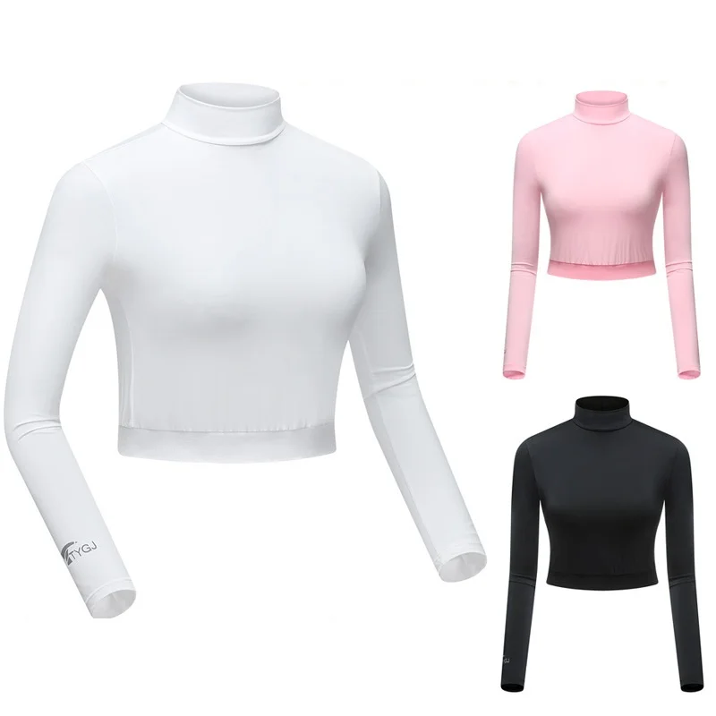 

Ladies Long Sleeve Sunscreen Golf Shirt Soft Stretch omen Quick Dry Short Shirt Ladies Fitness Golf Cropped Tops D0680