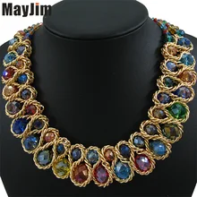 Statement Gold Chain Double Big Bead Crystal Necklace Women 2018 Vintage Collar Choker Necklaces Pendants Fashion