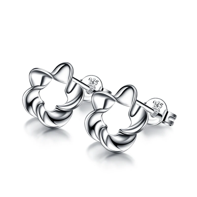 

Christmas gifts.Contracted and delicate silver earrings.Solid 925 silver flower earrings for women.Charming girl silver jeweller