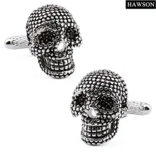 HAWSON boutons de manchette de Style personnalisé points en métal surélevés crâne essuyé boutons de manchette noirs pour poignets/chemises français livraison gratuite(China)