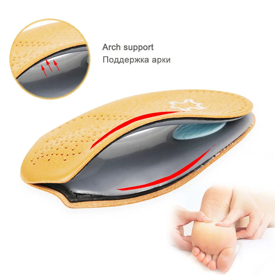 

3/4 length Leather insole Flat Foot Orthotic insoles Arch Support 2.5cm Half Shoe Pad Orthopedic Insoles Unisex dropshipping