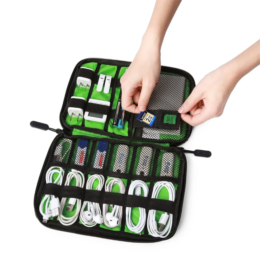 Bagsmart путешествия электронные аксессуары сумка-Органайзер для цифровых устройств, нейлоновые сумки на плечо для наушники линии передачи данных SD карты USB кабель