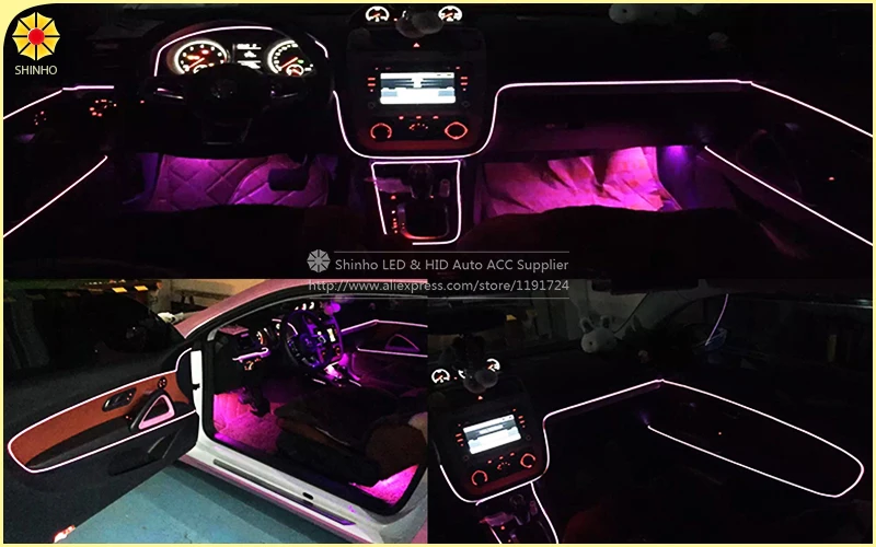 DIY украшения неоновый свет 12V 5 метров Авто Интерьер автомобиля LED Гибкий EL