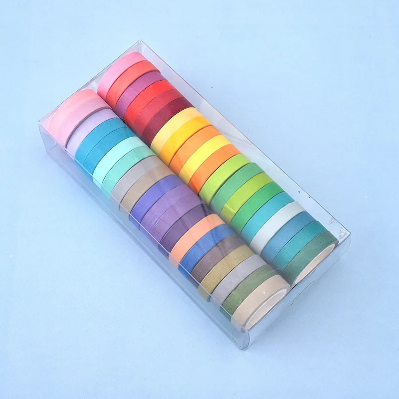 

[11.11 GLOBAL SHOPPING FESTIVA]40PCS Pure color cartoon Stickers border masking adhesive line paper washi tape