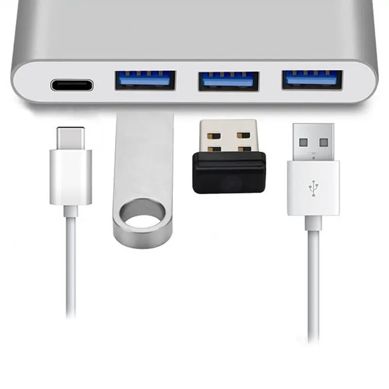 4-в-1 Thunderbolt 3 USB-C подключающийся аппаратный ключ USB 3,1 Тип C Hub адаптер с USB 3,0 5 Гбит/с для Macbook Pro Тип-C Интерфейс